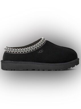 UGG Black Suede Slip-On Mule with Contrast Trim